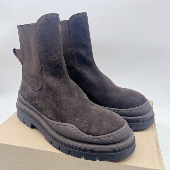 See By Chloe Alli Platform Ankle Chelsea Boots Brown Suede Pull On EU 40 US 10 - Picture 4 of 12